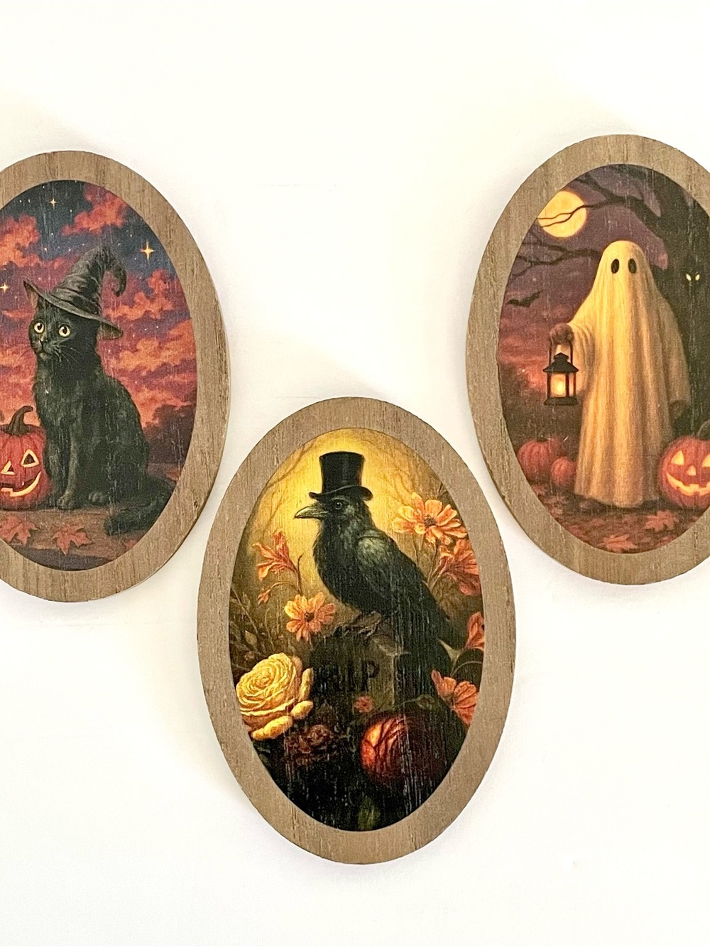 Set of 3 Target Bullseye Playground Halloween Wooden Icons